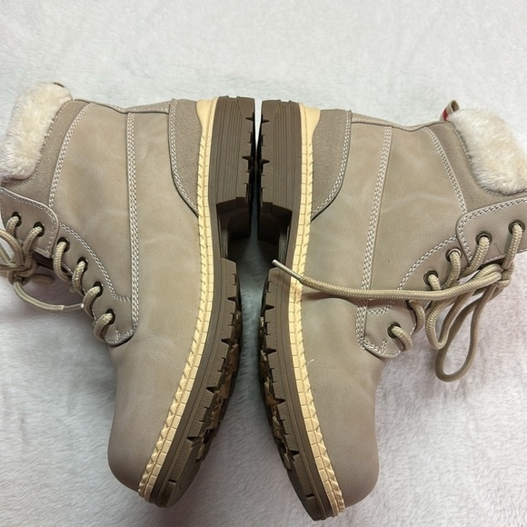 ANJOUFEMME Work Hiking Boots Women Outdoor Ankle Boots Light Khaki Size 8 - Picture 6 of 11